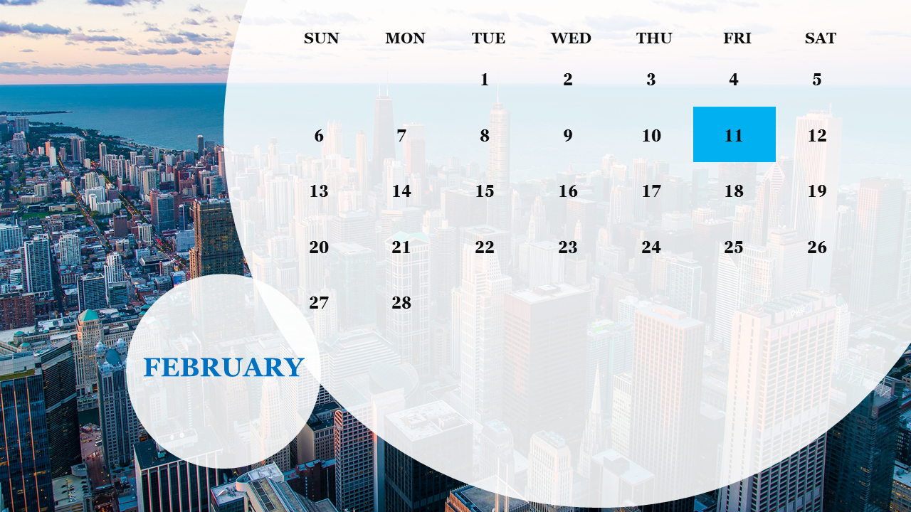 Calendar Template February 2022 PowerPoint